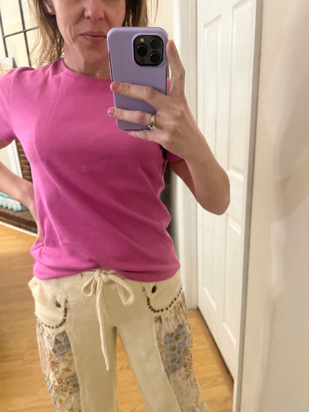 J. Crew Short-Sleeve Crewneck Tee in Fuchsia Pink